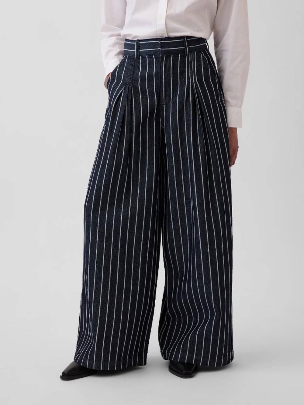 Gap x Harlem Fashion Row LaTouché Striped Wide Leg Denim Trousers – Size 28